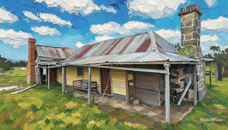 My photo digitally transformed into an impasto paint. Old house