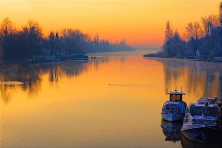 Boat, Nature, Outdoors, Port, Scenery, Sky, Sunset, Water, Watercraft, Waterfront
