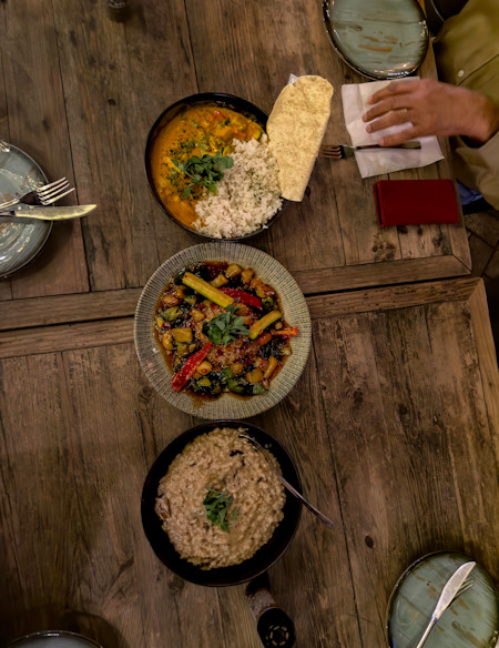 A family style Asian meal